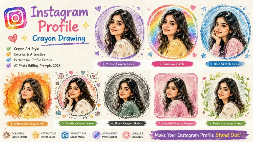 Instagram Profile Crayon Drawing AI Photo Editing Prompts