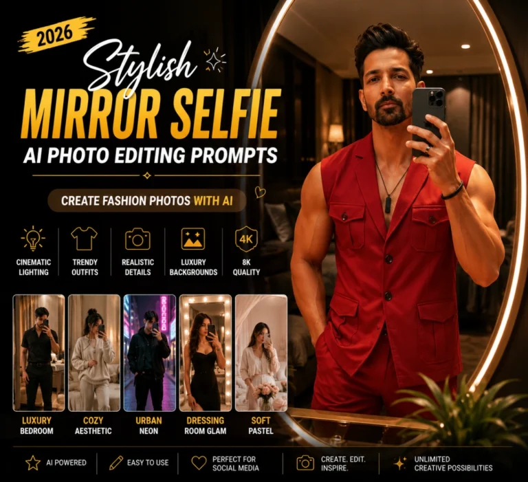 Stylish Mirror Selfie AI Photo Editing Prompts 2026 | Create Fashion Photos