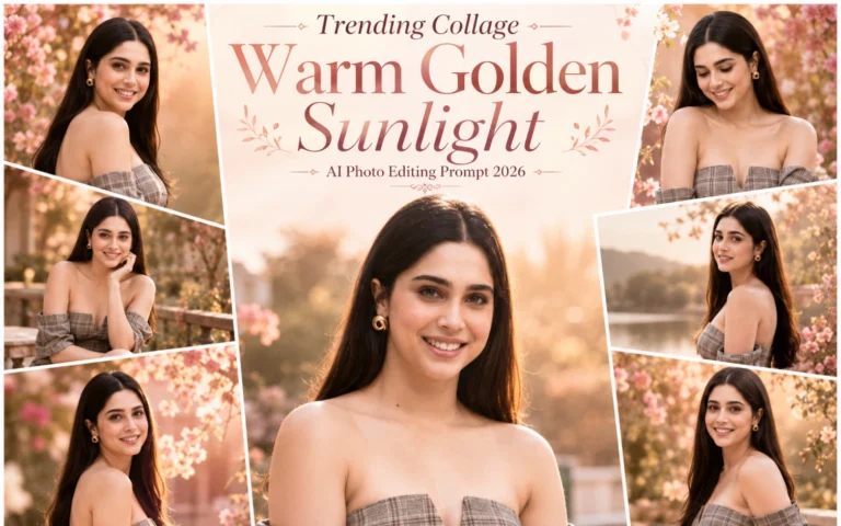 Trending Collage Warm Golden Sunlight AI Photo Editing Prompt 2026