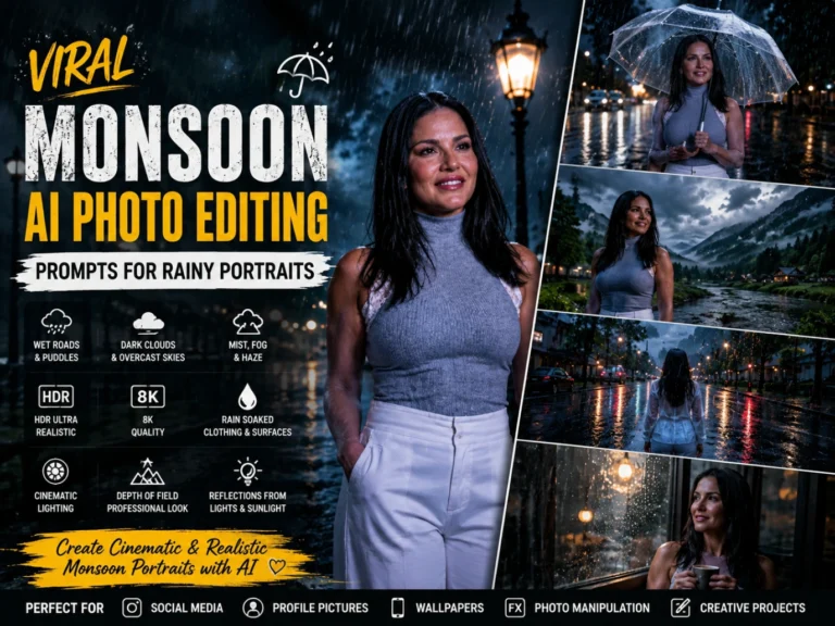 Viral Monsoon AI Photo Editing Prompts for Rainy Portraits 2026